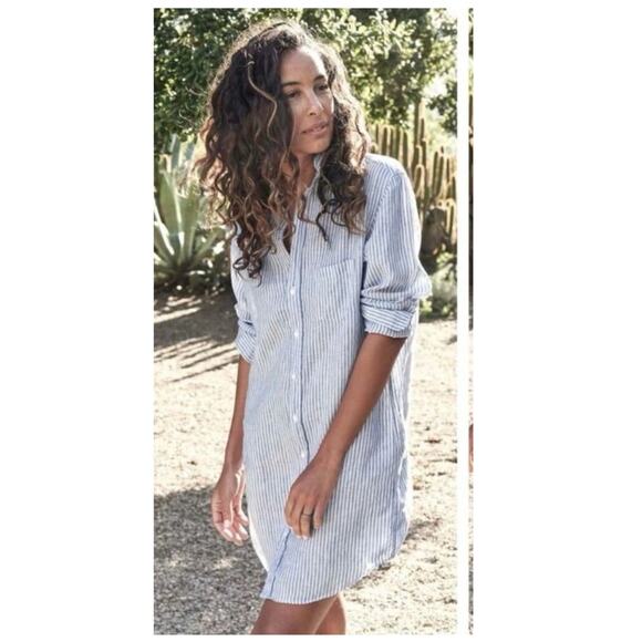 Frank & Eileen Mary Classic Linen Button Up Striped Dress Size Large - Picture 14 of 14